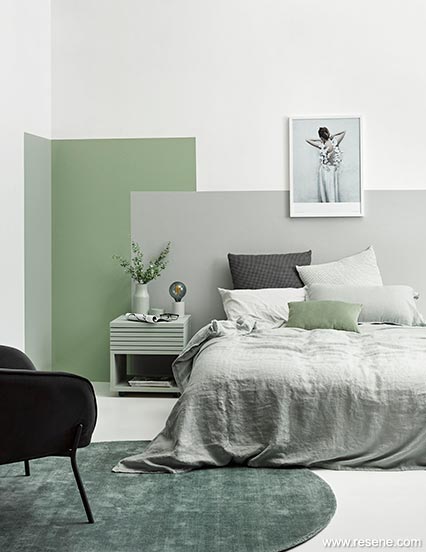 Soothing-bedroom green walls 
